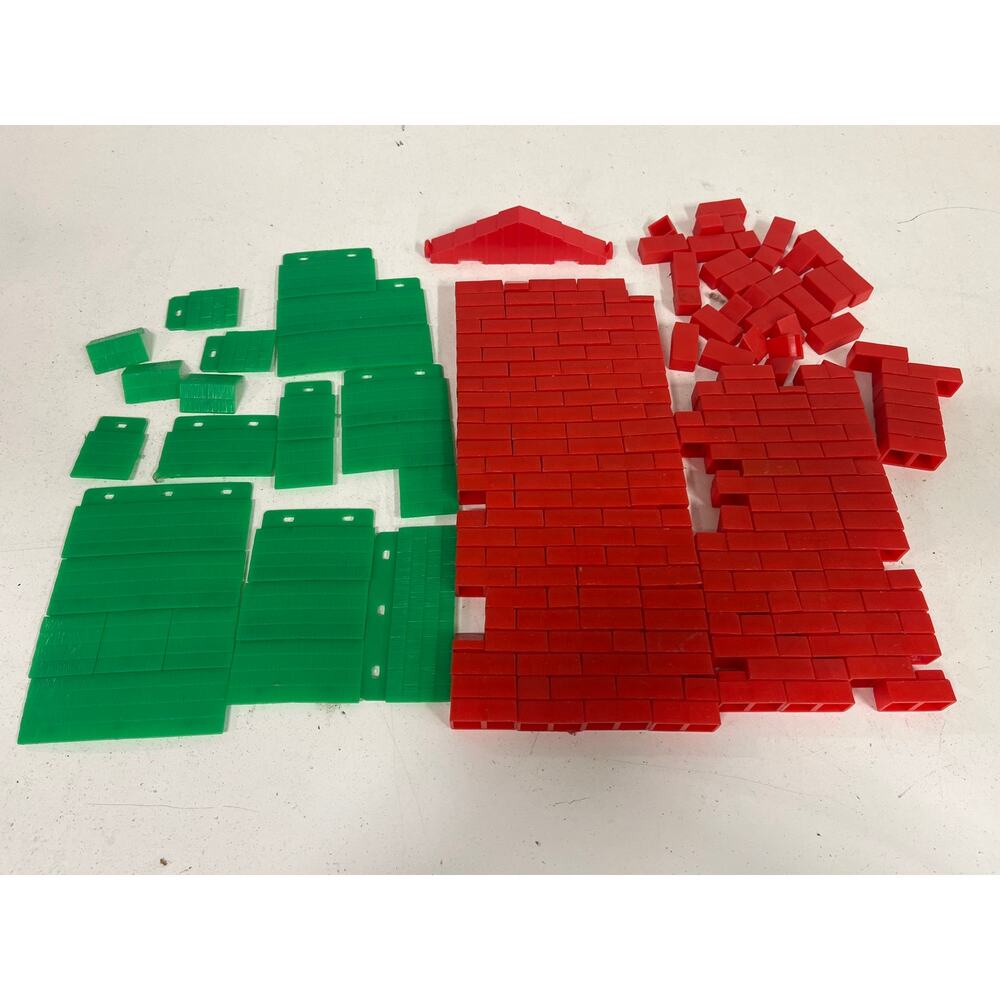 VTG Sta-Lox Construction Bricks Stalox Red Green Plastic Building incomplete